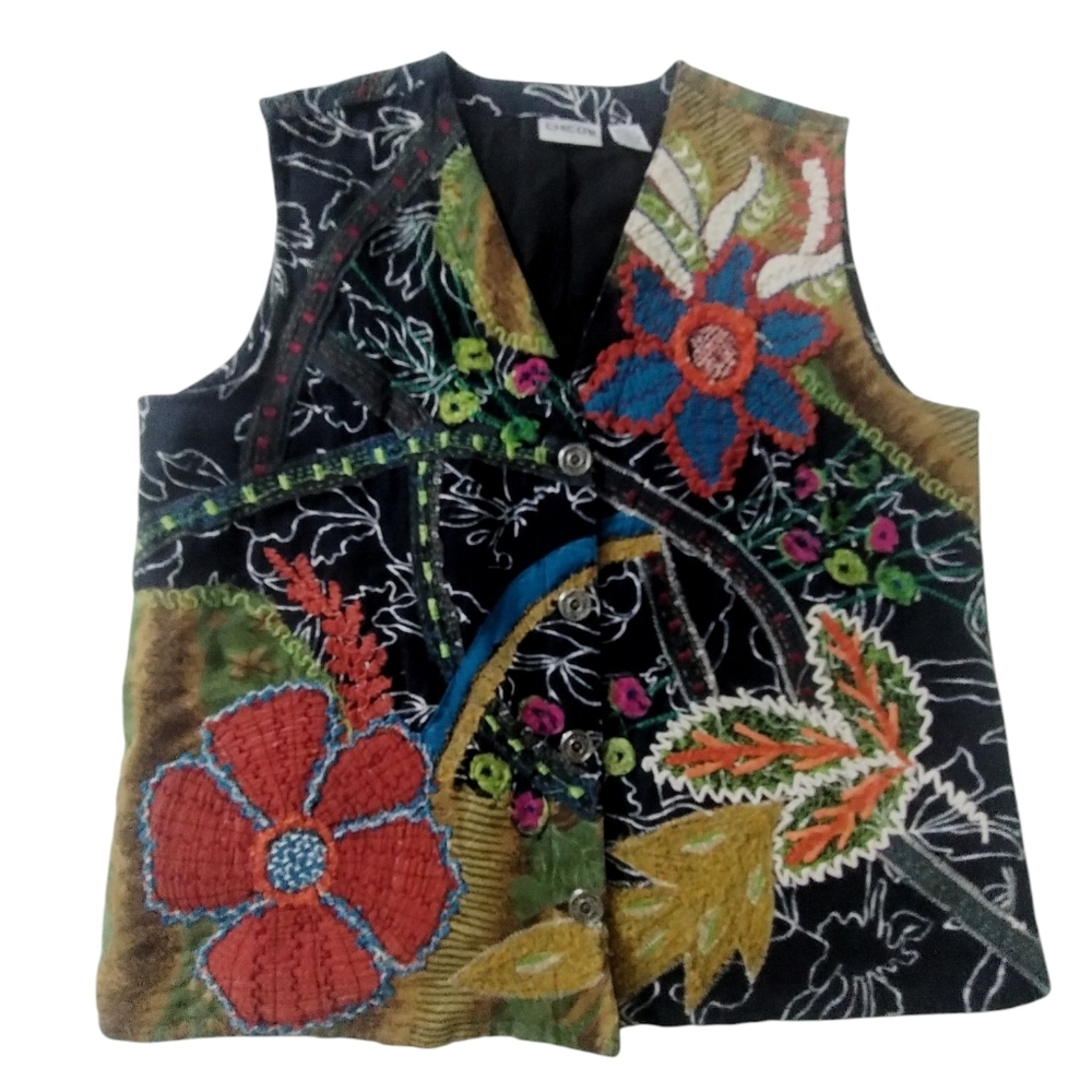 Y2k Chicos Women's Size S/M Embroidered 3D Art To Wear Cottagecore Vest